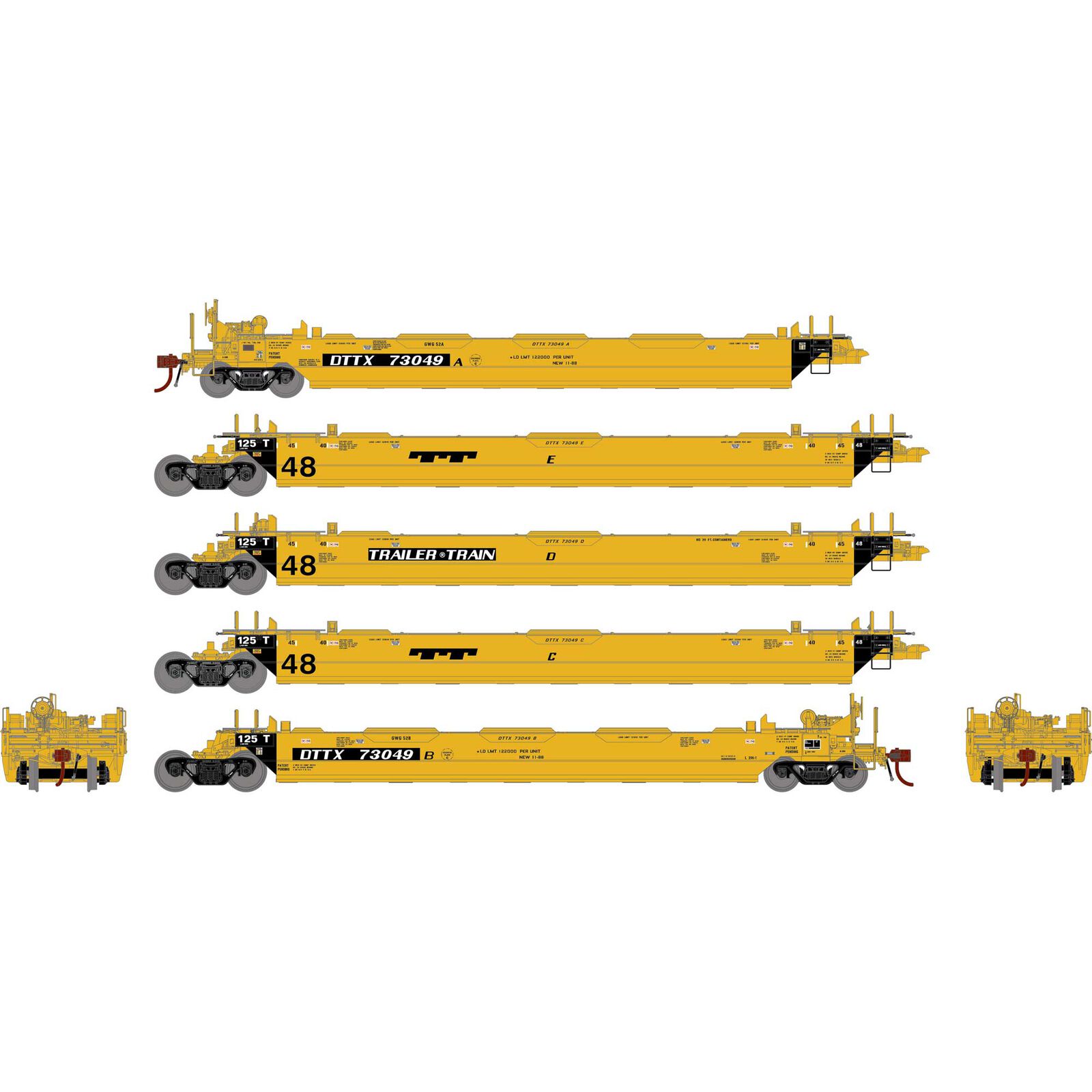 HO Gunderson Maxi-Stack II Well Cars, DTTX 'Trailer Train' #73049 (5)