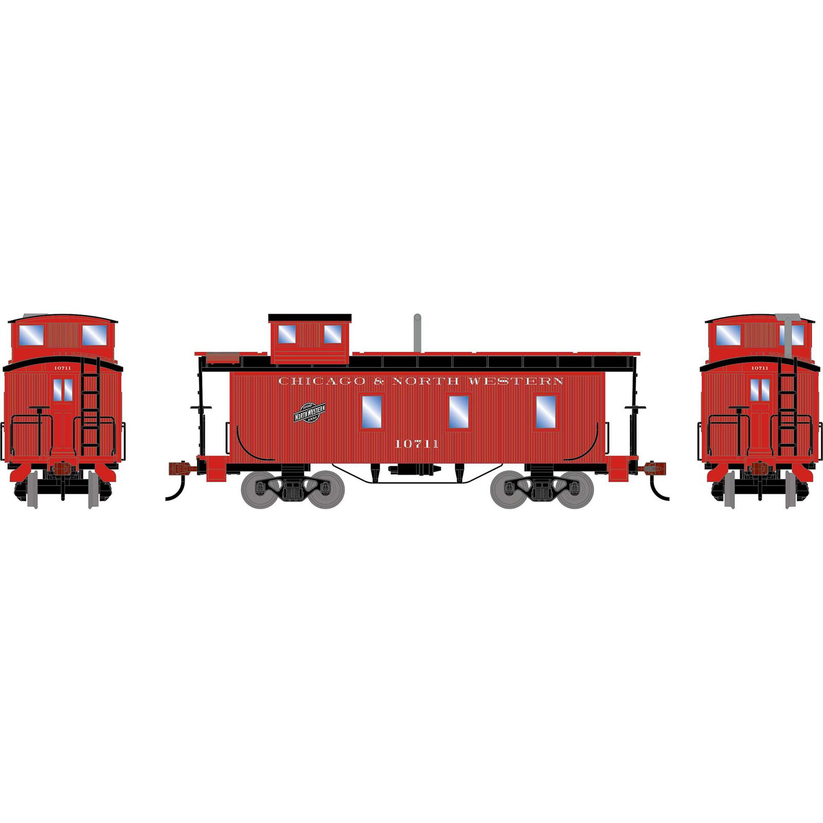 HO ATH 3-Window Wood Caboose, CNW #10711