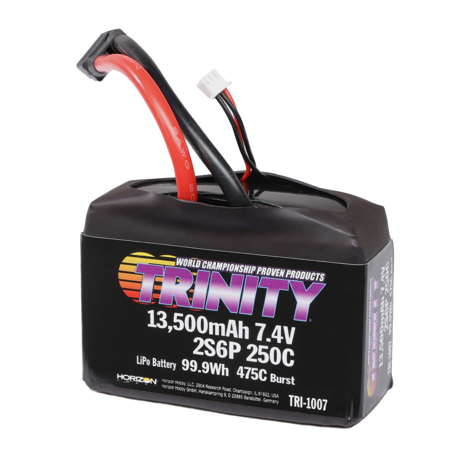 7.4V 13500mAh 2S6P 250C Drag Racing LiPo Battery, XT90