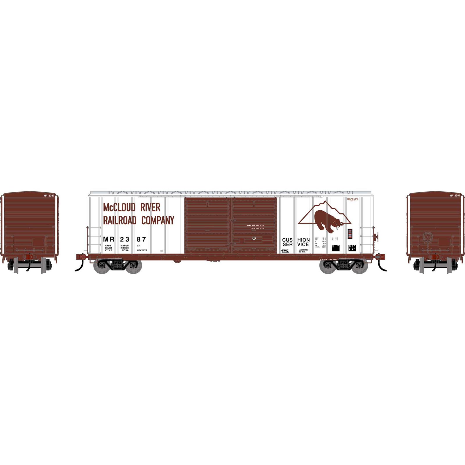 HO ATH 50' FMC 5077 Centered Double Door Box Car, MR #2387