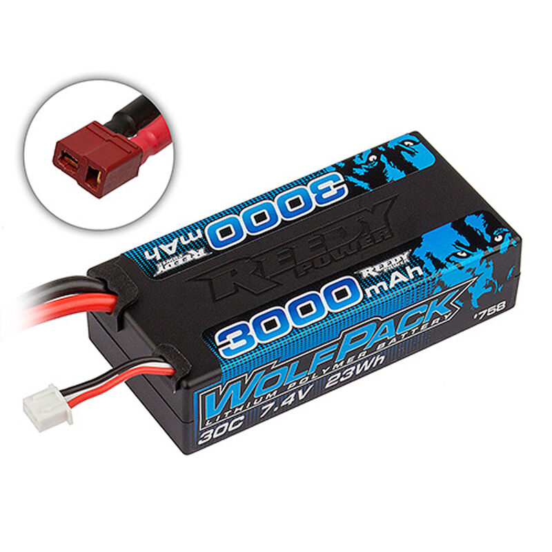 7.4V 3000mAh 30C 2S Wolfpack Shorty LiPo Battery: T-plug