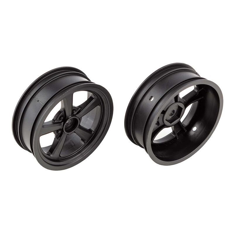1/10 2.2" Front Drag Car Wheels, Black (2)