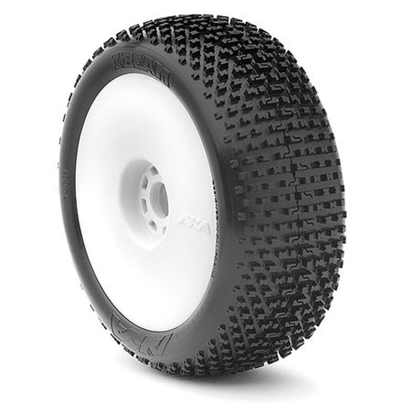 1/8 I-Beam Soft Pre-Mounted Tires, White EVO Wheels (2): Buggy