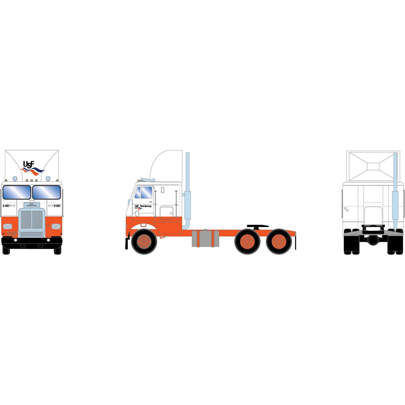HO ATH Freightliner Double-Axle Tractor, USF #9-887