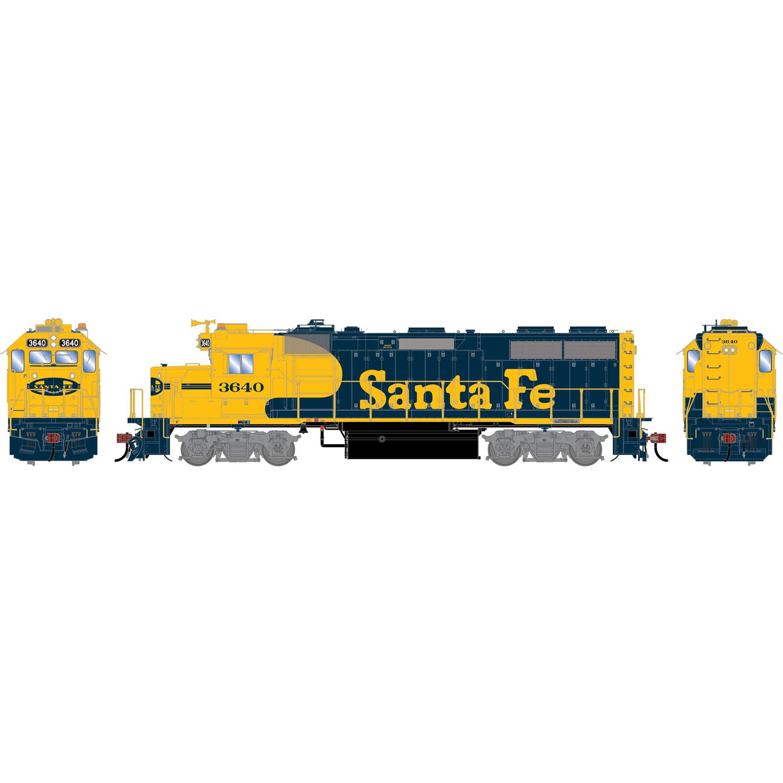 HO GEN GP39-2 PH I Locomotive w/DCC & SOUND, ATSF #3640