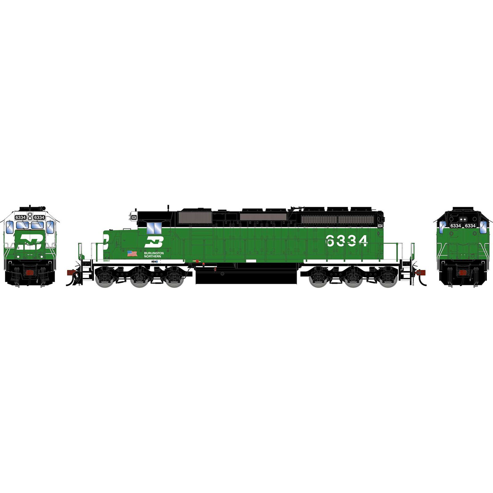 HO ATH SD40-2 Locomotive w/DCC & Sound, BN 'White Face' #6334