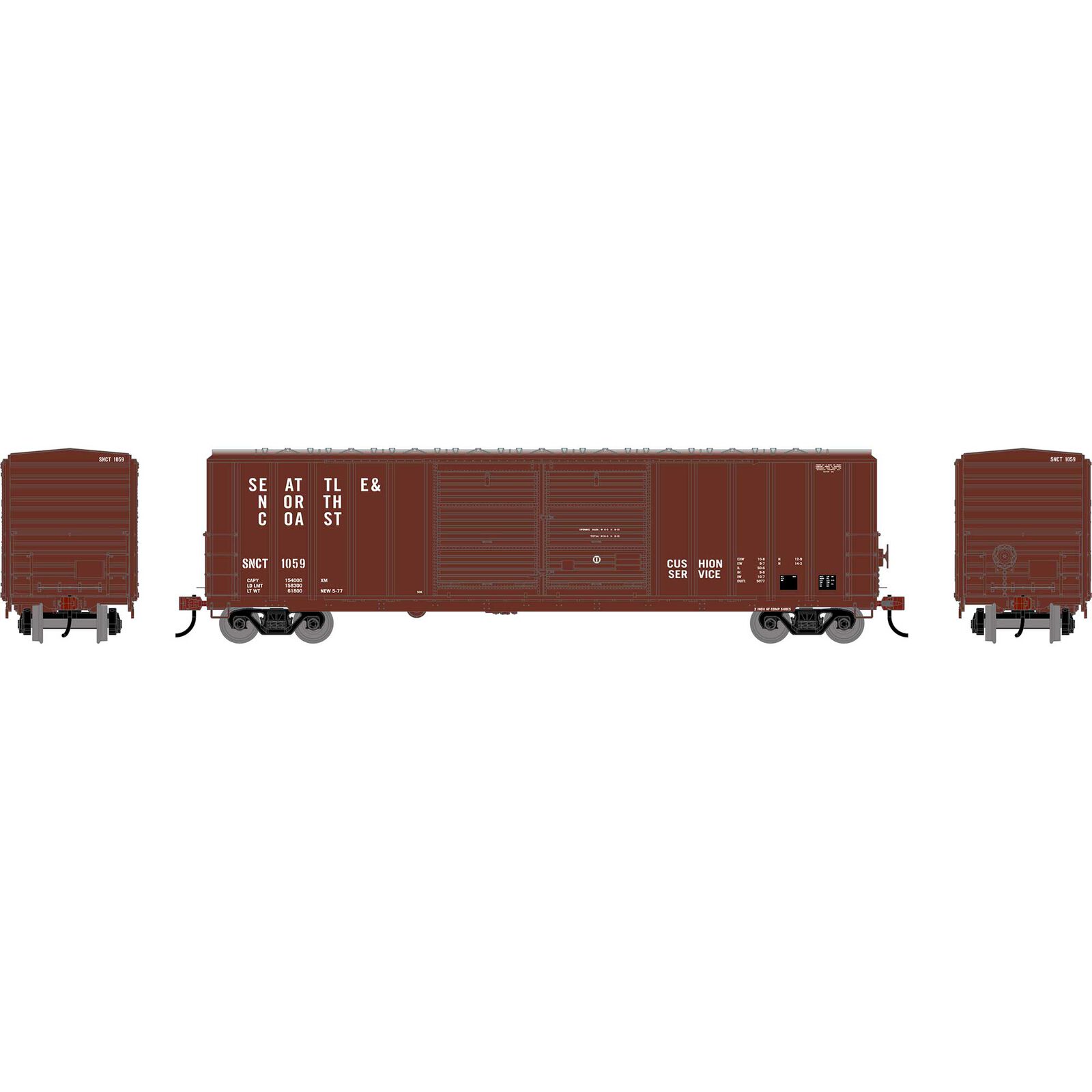 HO ATH 50' FMC 5077 Centered Double Door Box Car, SNCT #1059