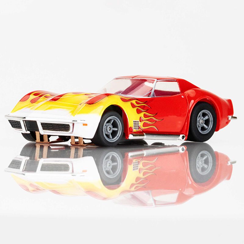 HO 1970 Chevy Corvette Mega G+ Slot Car, Red & Yellow Wildfire