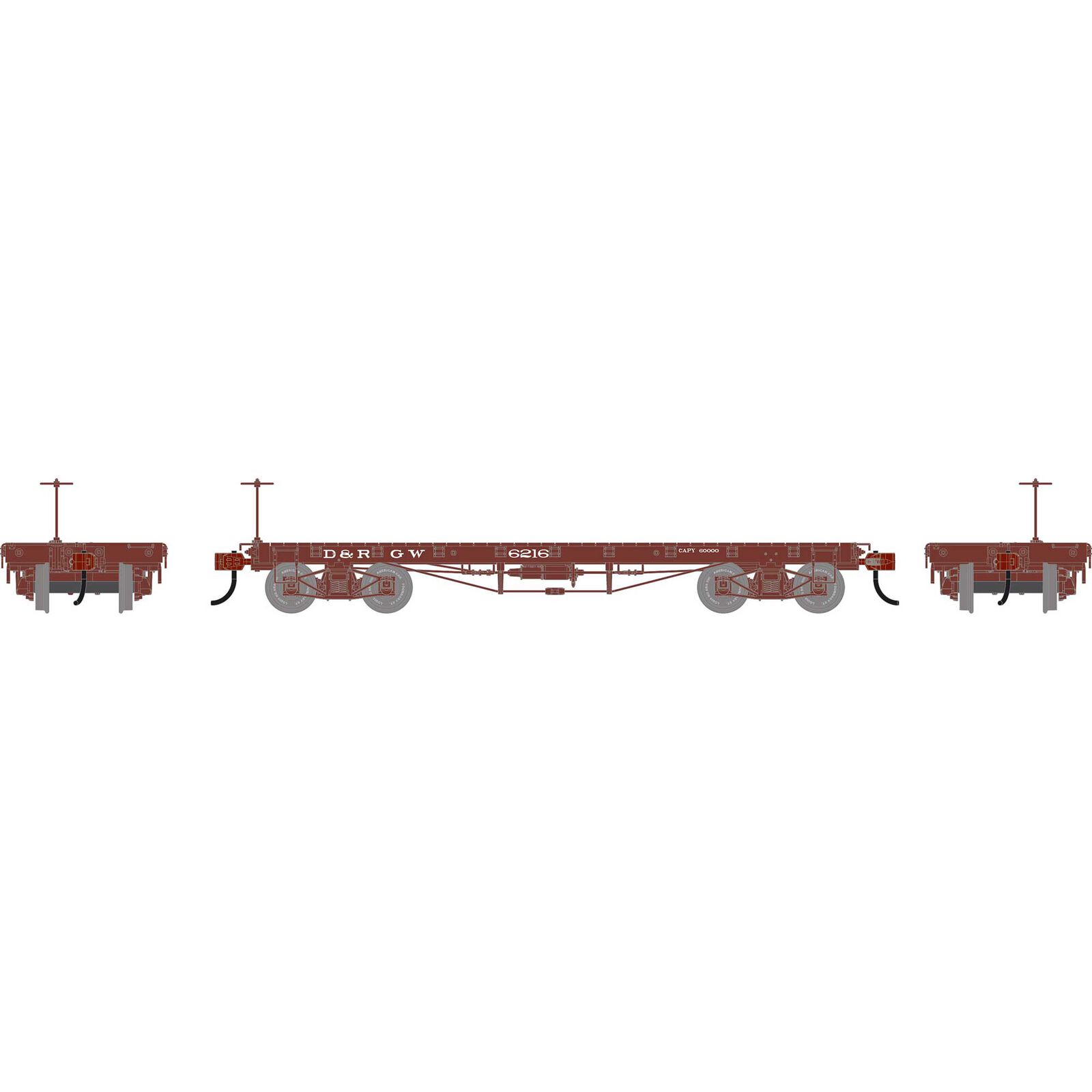 HO ATH 36' Flat Car, DRGW #6216