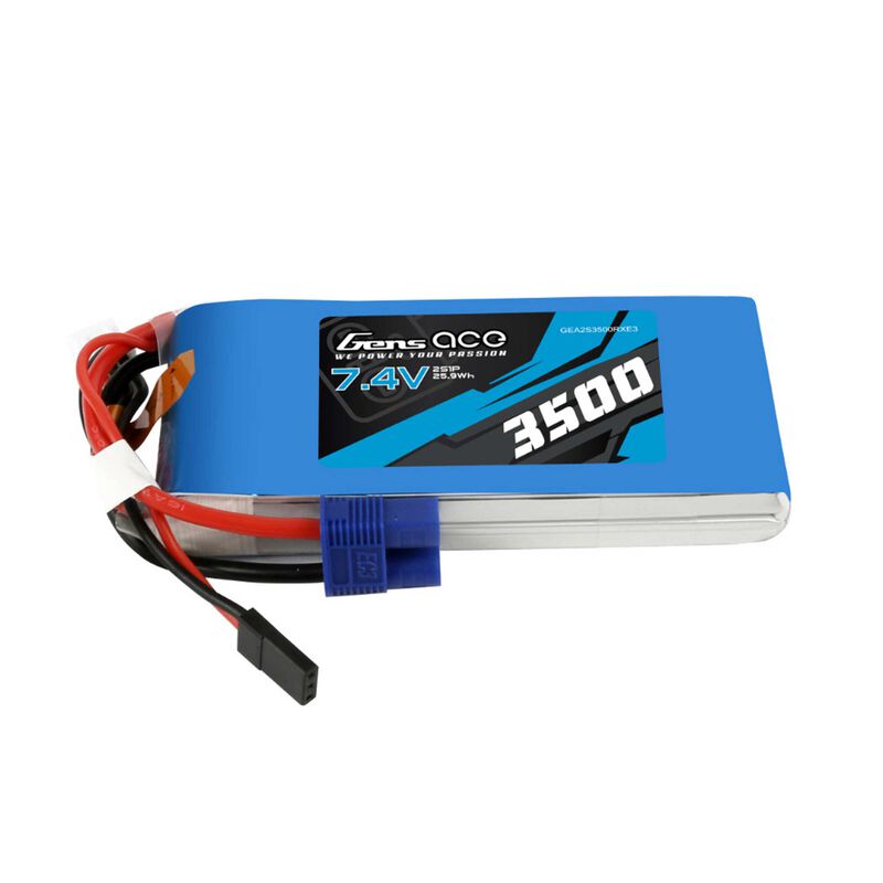 7.4V 5000mAh 2S Receiver LiPo Battery: EC3, JR