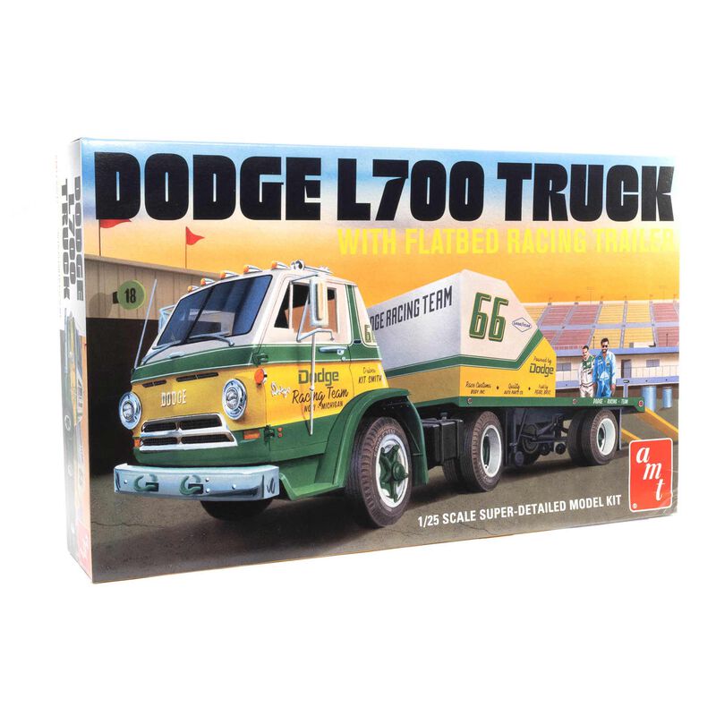 1/25 1966 Dodge L700 Truck Flatbed Racing Trailer Model Kit