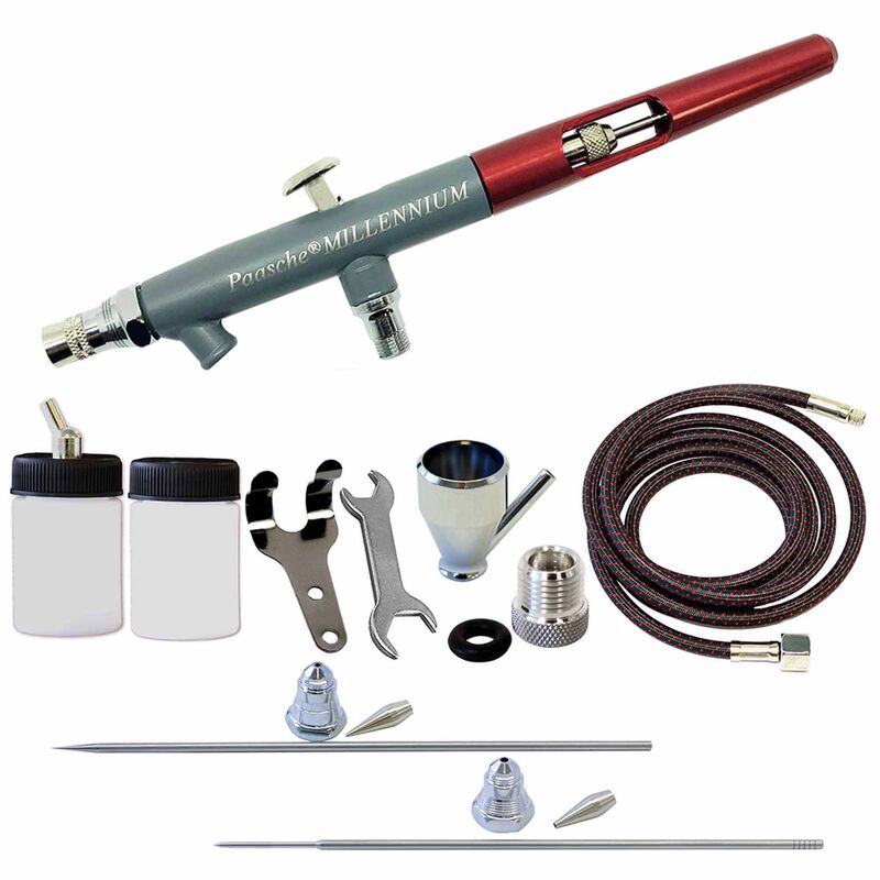 MIL-3AS Double Action Siphon Feed Airbrush Set & Adapter