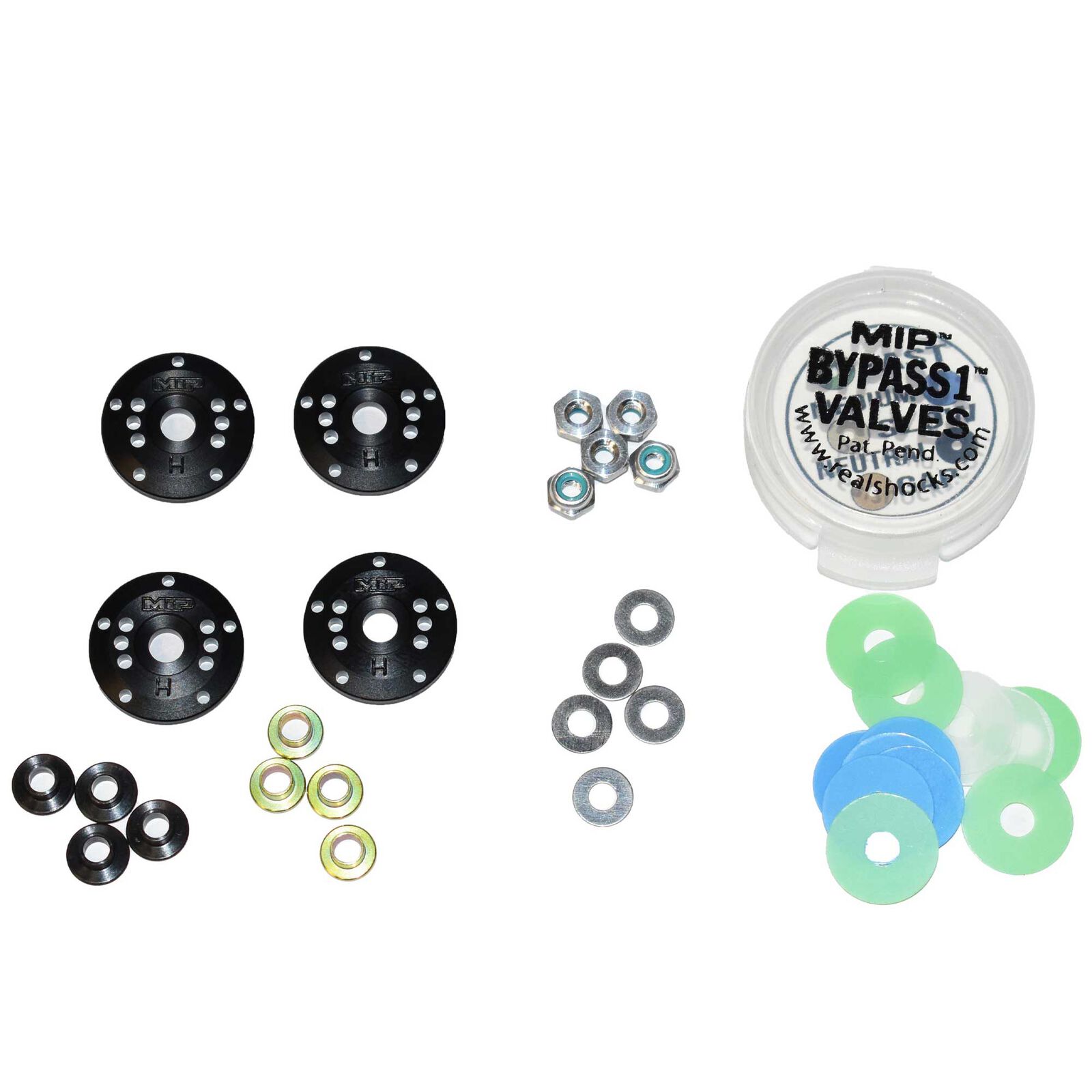 Bypass1&trade; Tapered Hi-Flow Piston Kit, 5-Hole x 1.3mm, 1/8th Scale