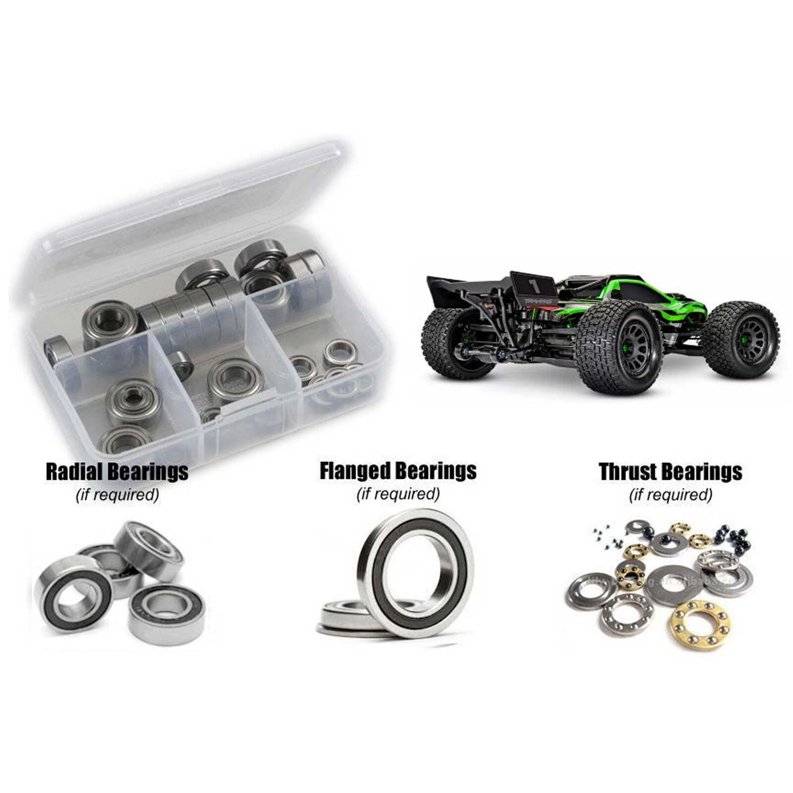 Rubber Shielded Bearing Kit, 1/6 Traxxas XRT