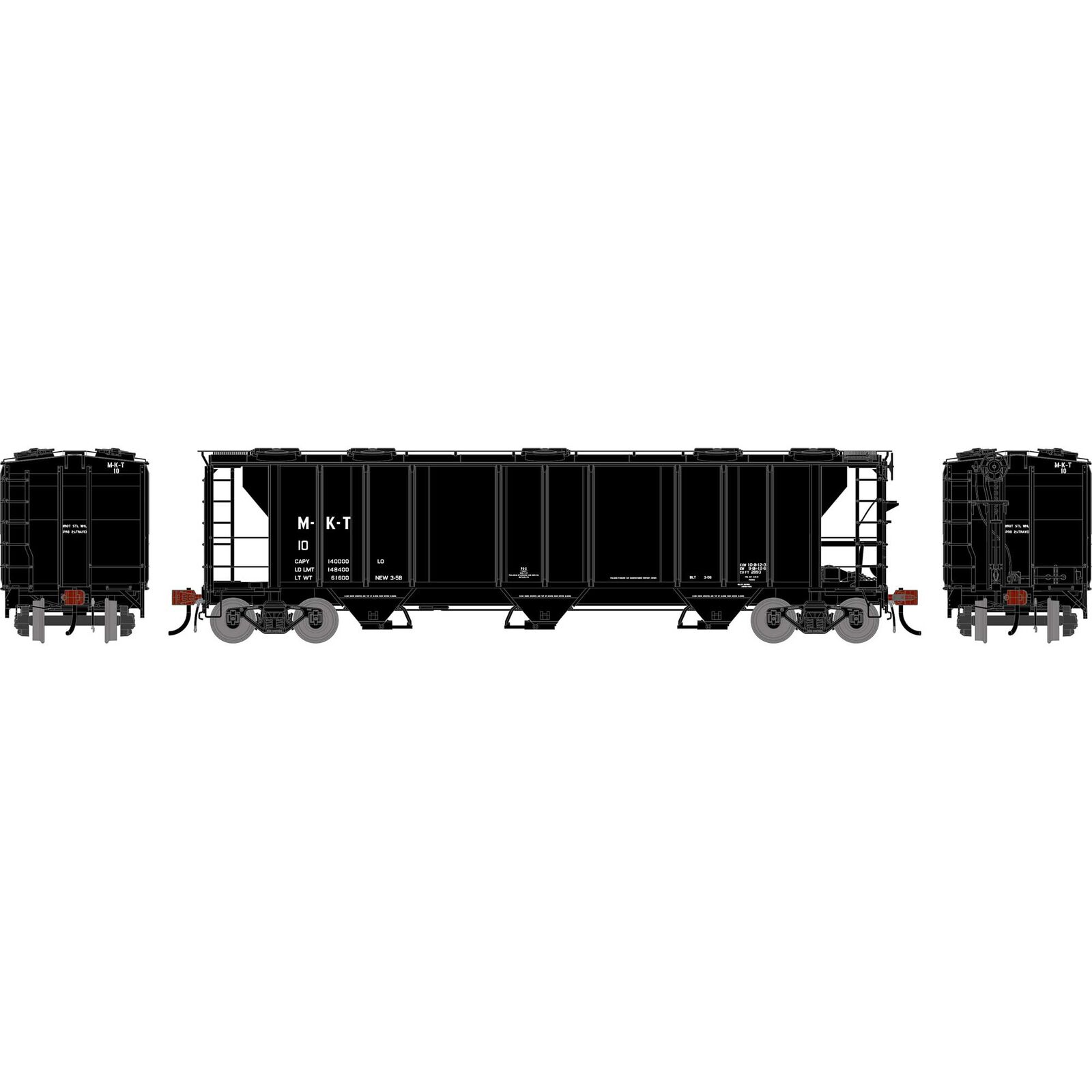 HO GEN PS 2893 3-Bay Covered Hopper, MKT #10