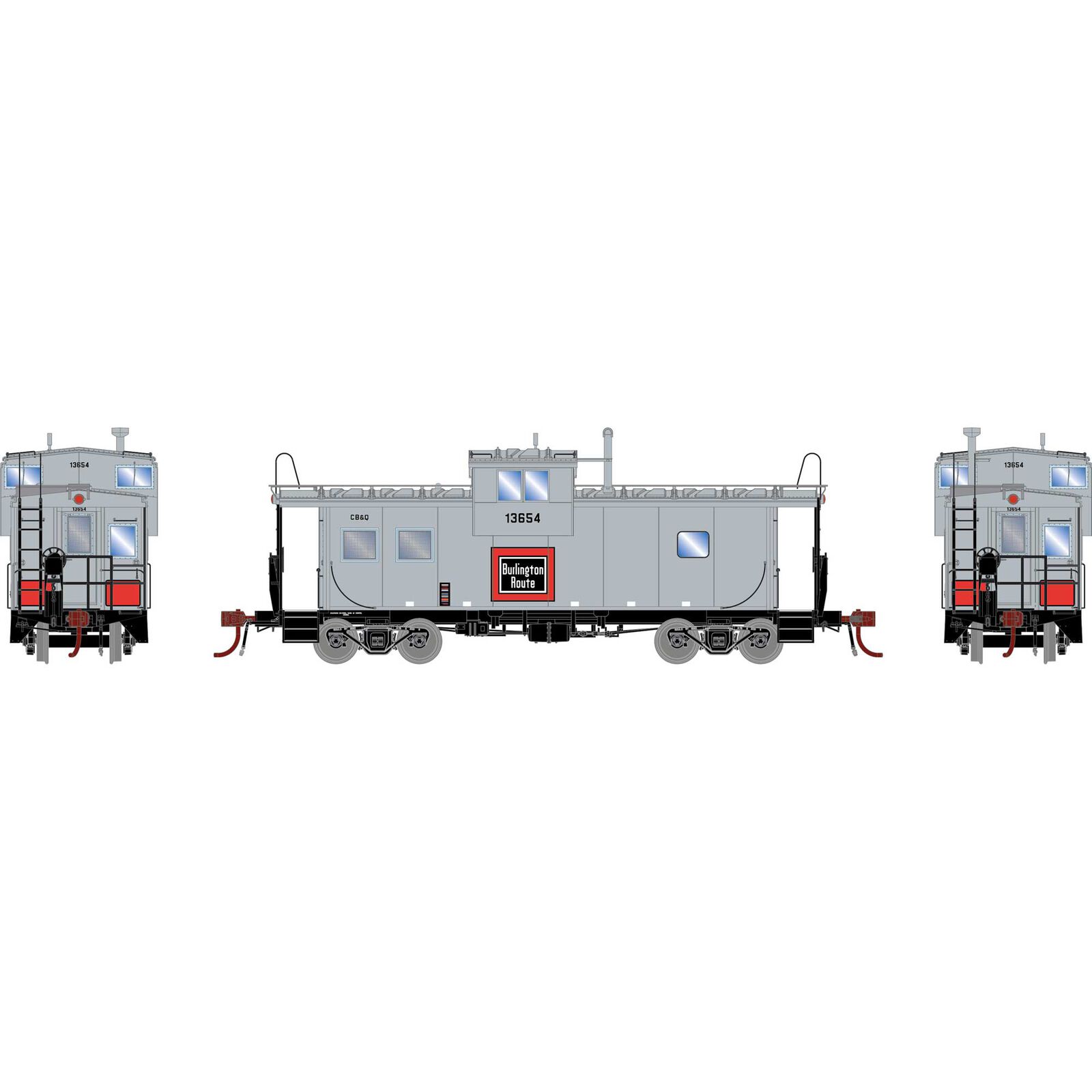HO GEN ICC Caboose with Lights, CBQ #13654