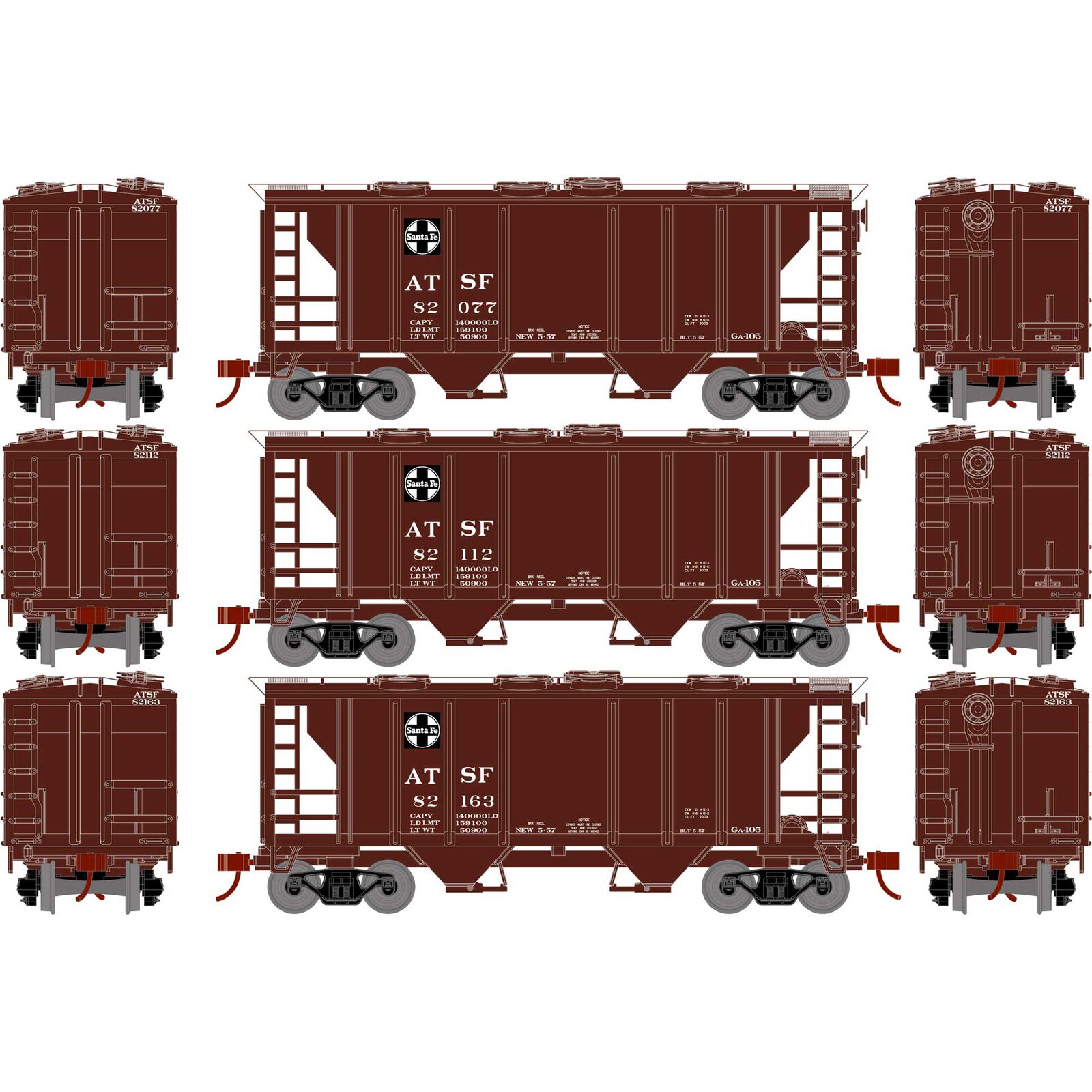 HO PS-2 2003 2-Bay Hopper, ATSF (3)