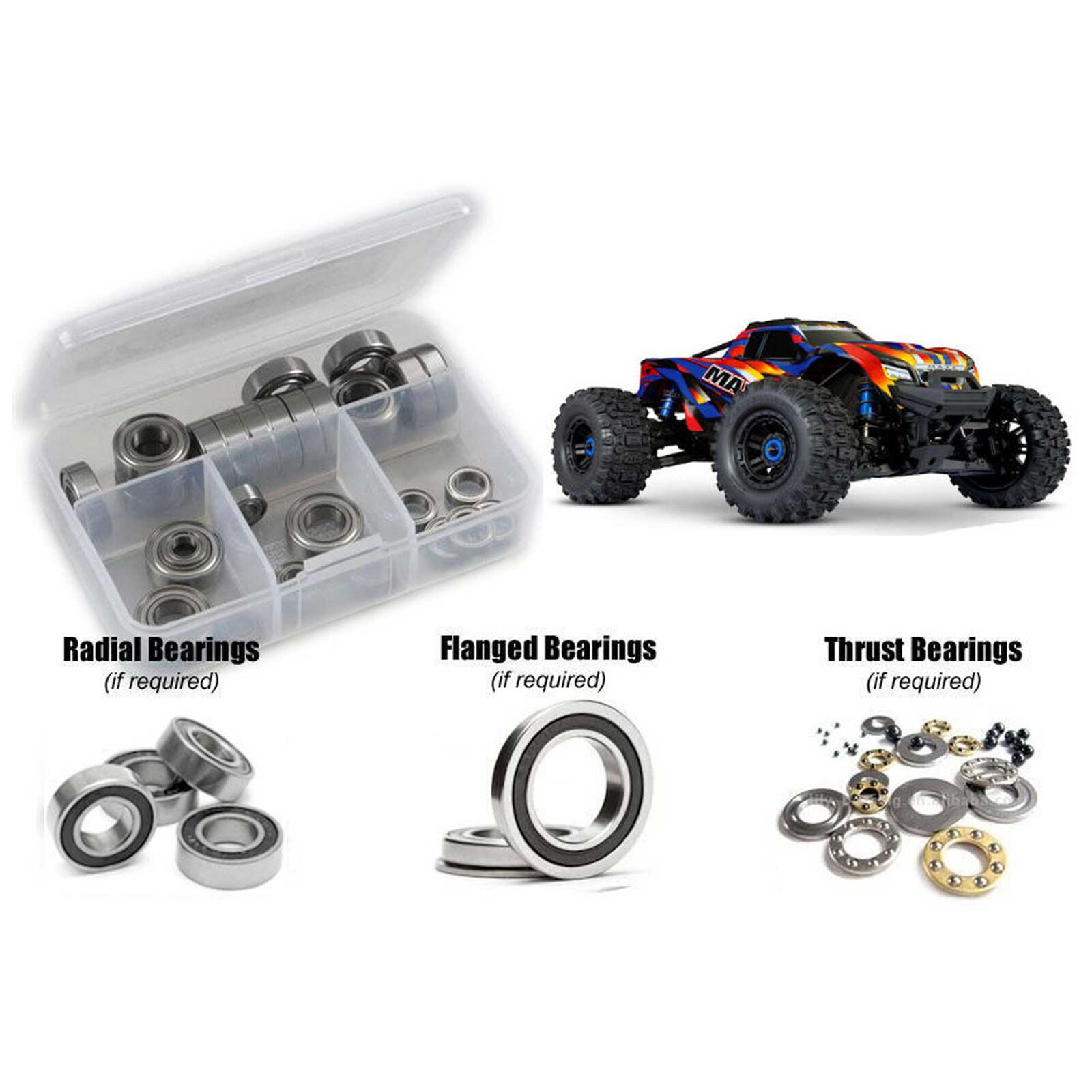 Rubber Shielded Bearing Kit, 1/10 Traxxas Wide Maxx