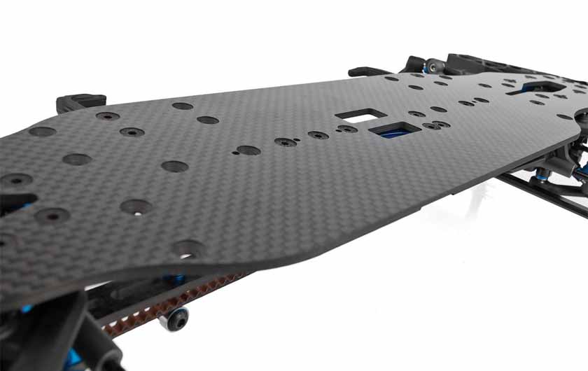 Includes chassis made from carbon fiber