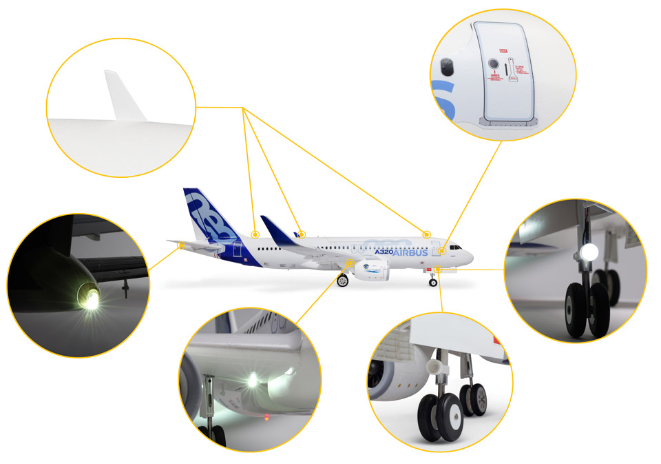 Functional Features and Scale Details for the E-flite Airbus A320neo Twin 64mm EDF RC Jet Airliner