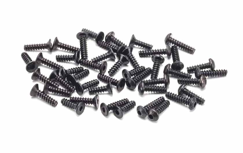 Standard tapping screws are used throughout the vehicle