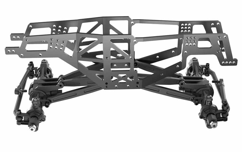 Includes metal chassis and four-link suspension