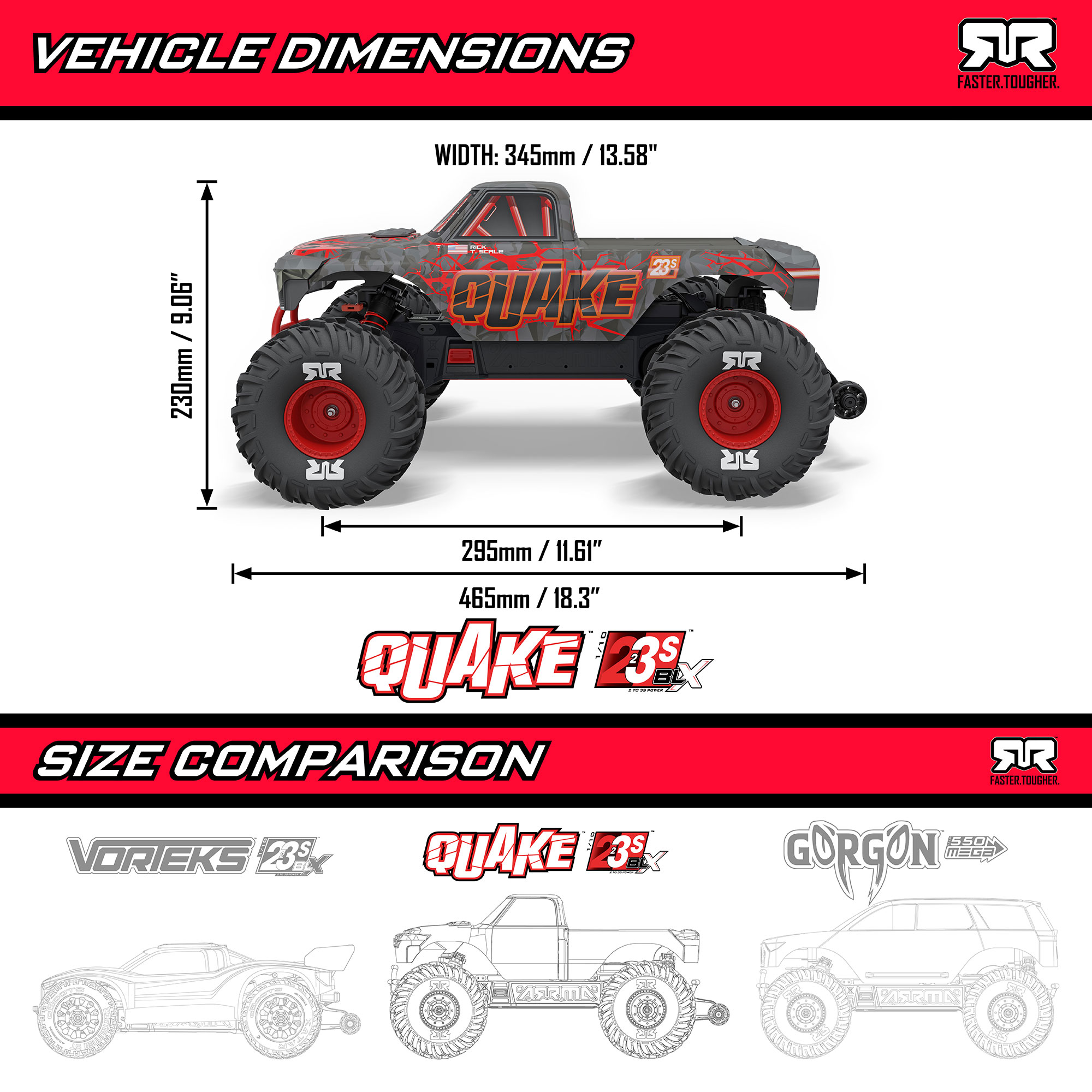 1/10 QUAKE 223S DSC 2WD RTR Brushless Monster Truck, Green