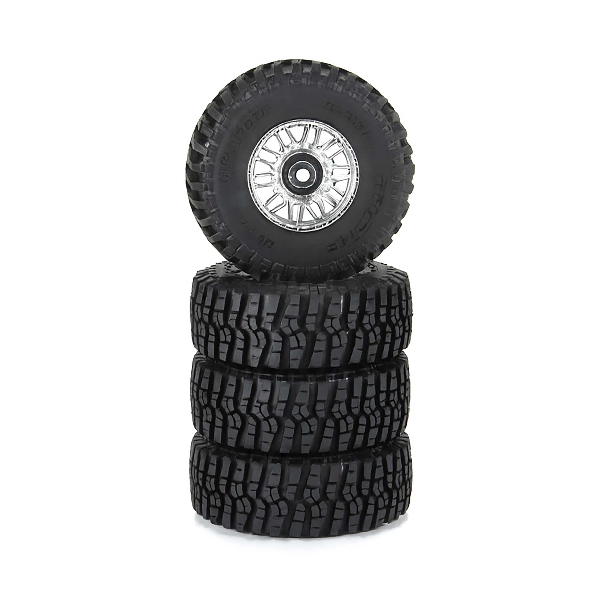 Flat Iron Front/Rear Tires Mounted 12mm Hex Chrome Diablo (4): TYPHON GROM