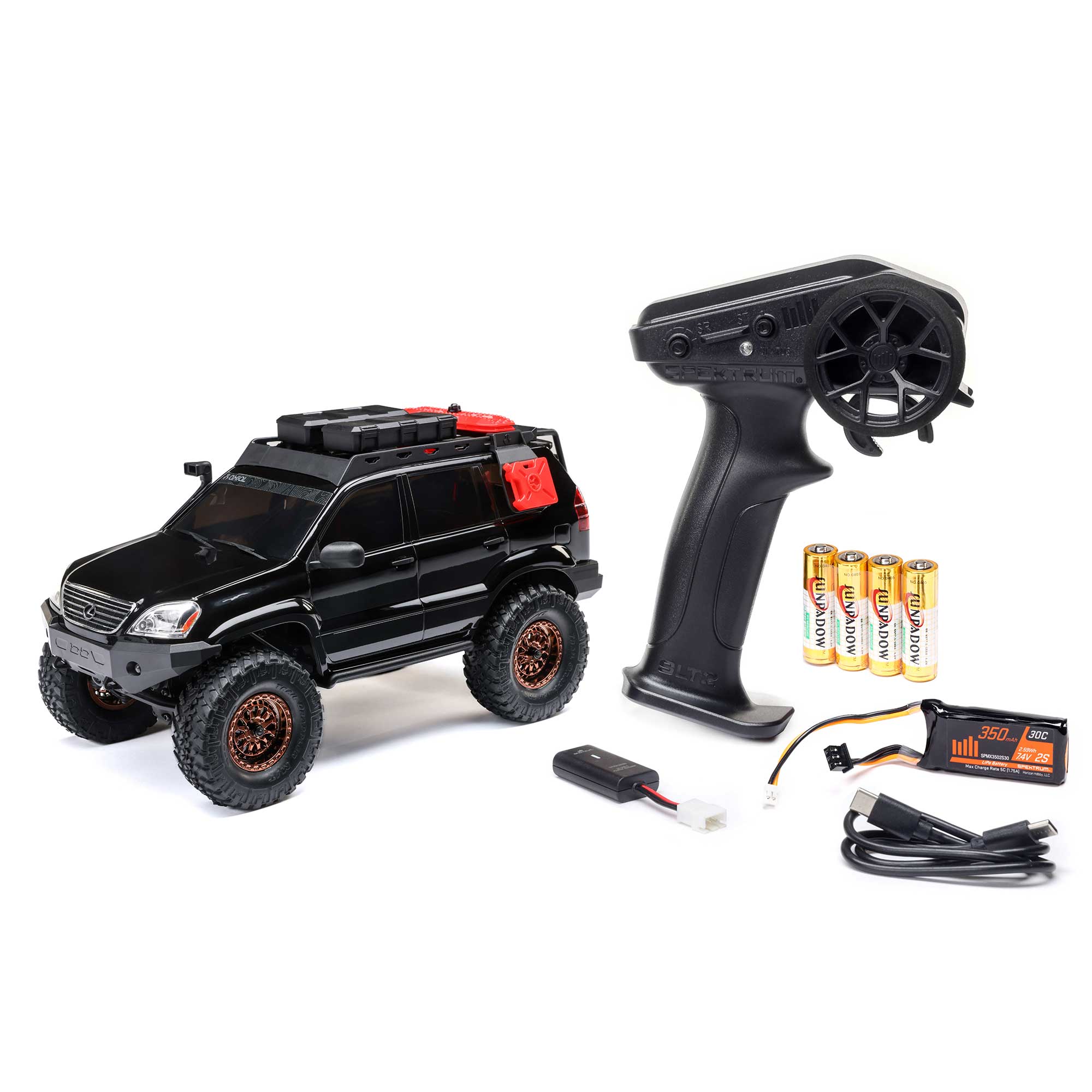 1/24 SCX24 Lexus GX 470 4X4 RTR Brushed Rock Crawler (Battery & Charger Included), Black