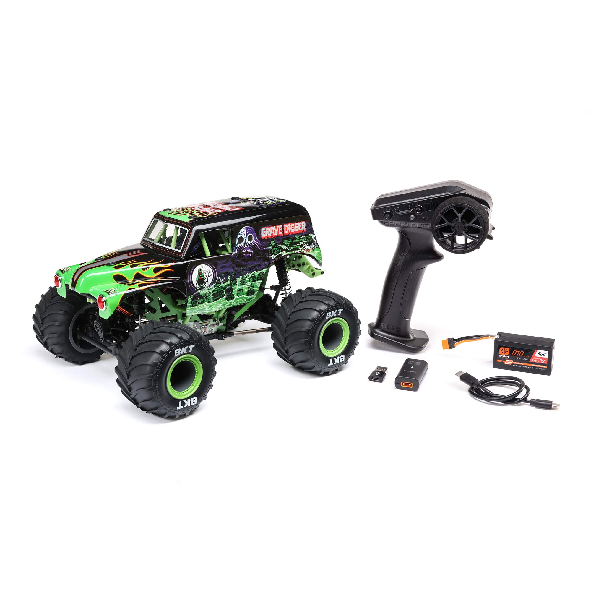 1/18 Mini LMT Grave Digger 2S 4X4 RTR Brushed Monster Truck (Battery & Charger Included),  Green