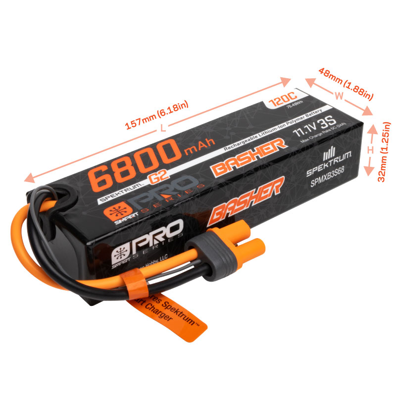 11.1V 6800mAh 3S 120C Smart G2 Pro Basher LiPo Battery: IC5