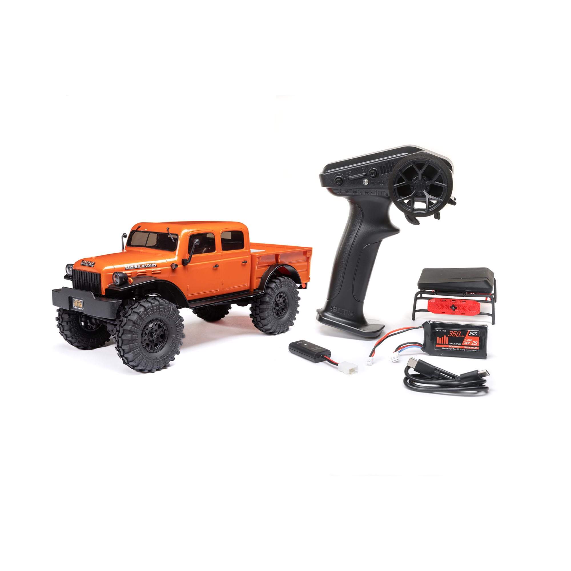 1/24 SCX24 Dodge Power Wagon 4X4 RTR Brushed Rock Crawler (Battery & Charger Included), Orange