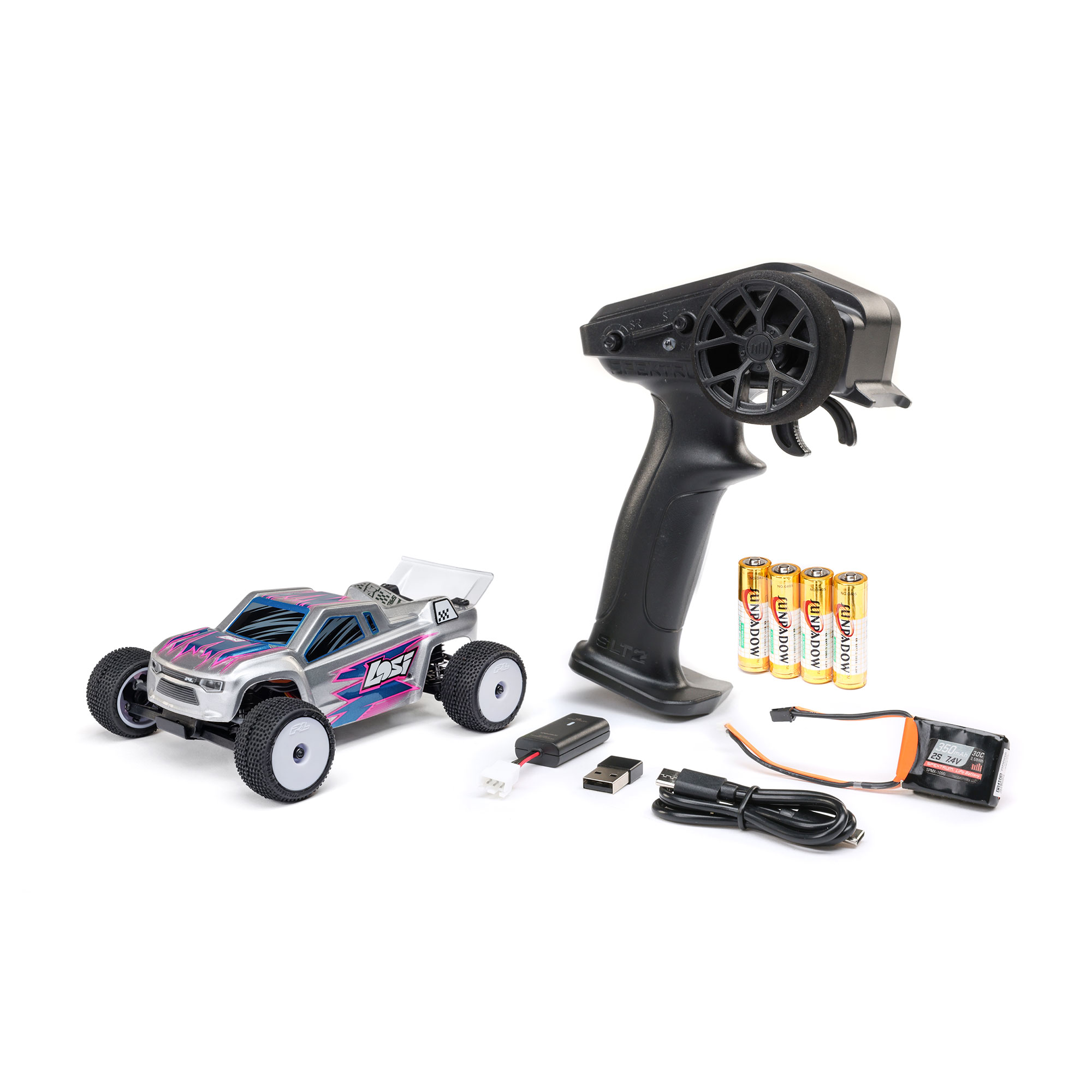 1/28 Micro-T 2S 2WD RTR Stadium Truck (Battery & Charger Included), Silver