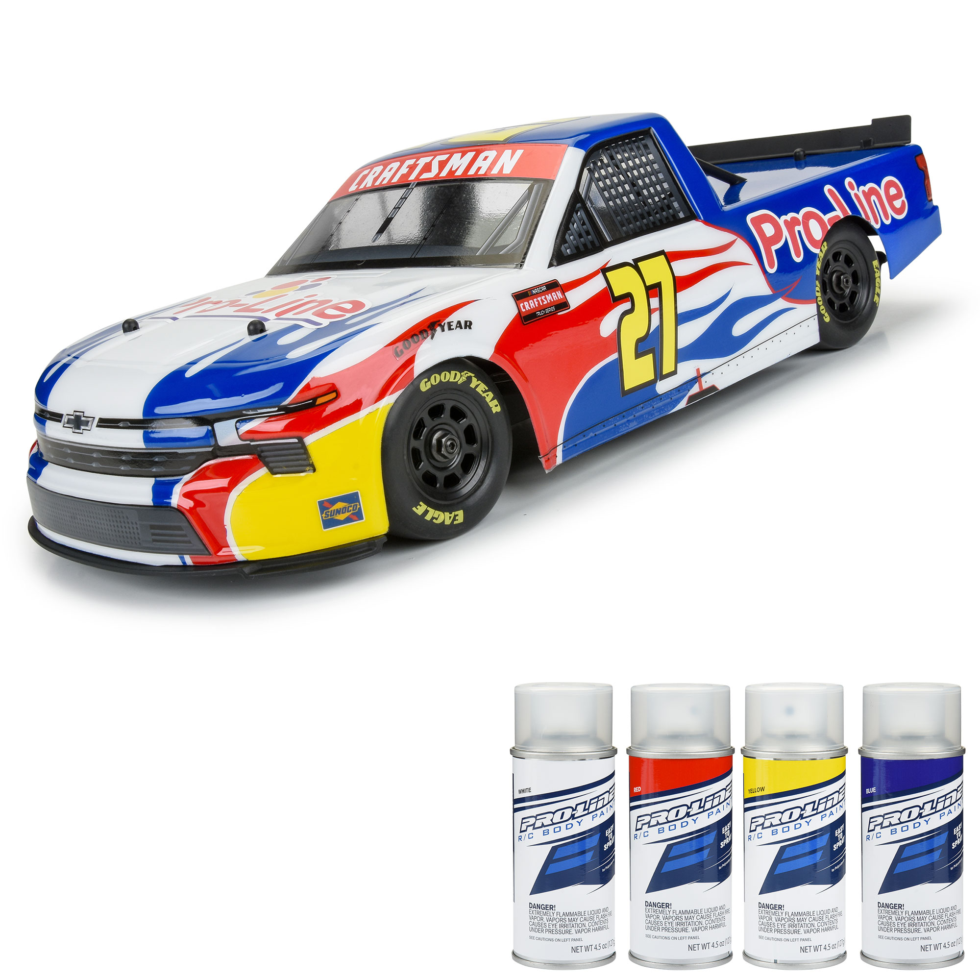 1/12 Pre-Cut 2024 Chevy Silverado Truck Clear Body: Losi NASCAR