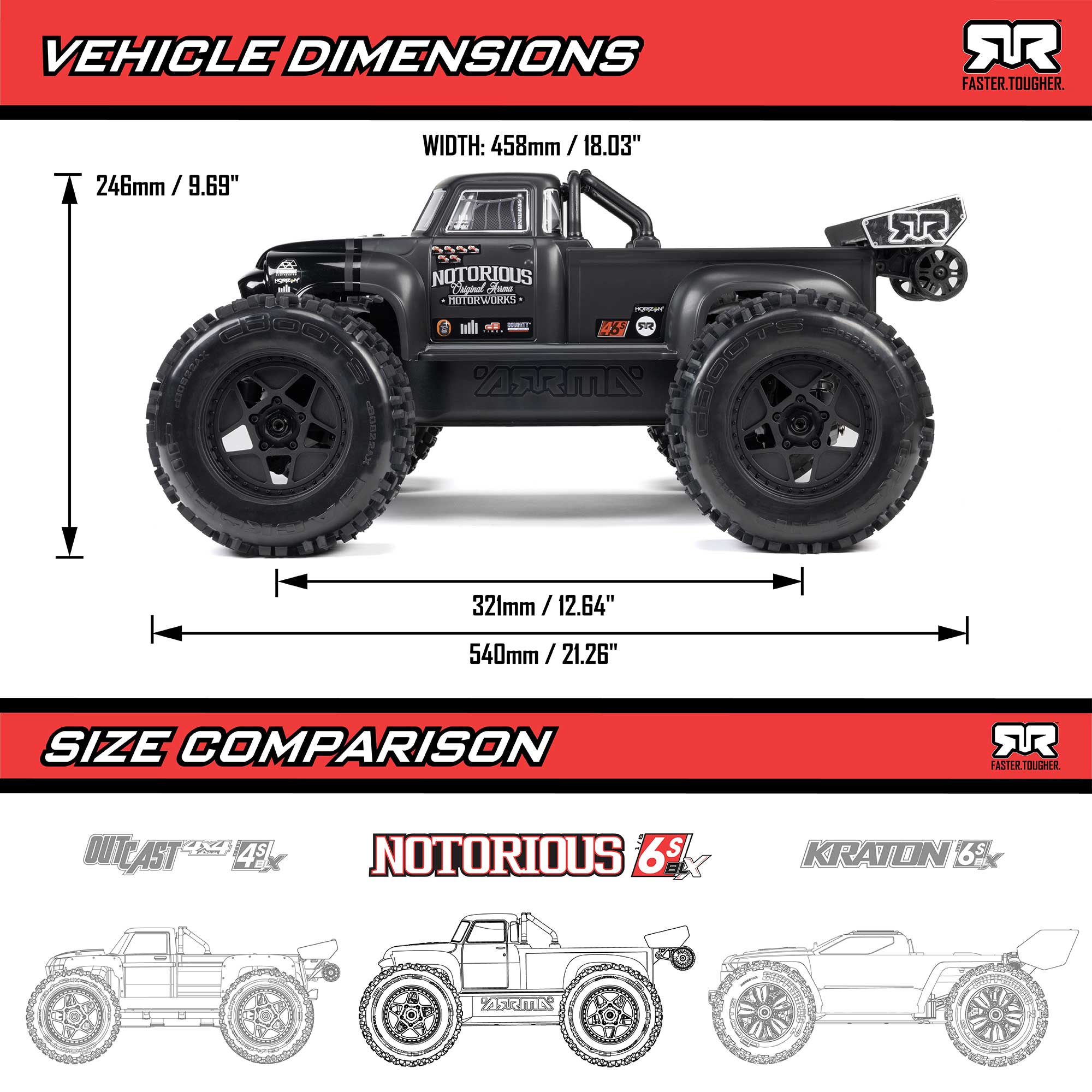 1/8 NOTORIOUS 6S 4X4 RTR Brushless Stunt Truck, Blue